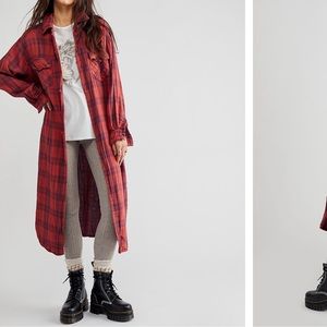CP Shades x Free People Mina Plaid Maxi Shirt, Flannel grunge dress